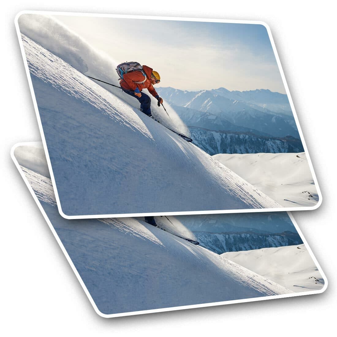 2 x Rectangle Stickers 10 cm - Freeride Skiing Mountains Ski Snow #21553