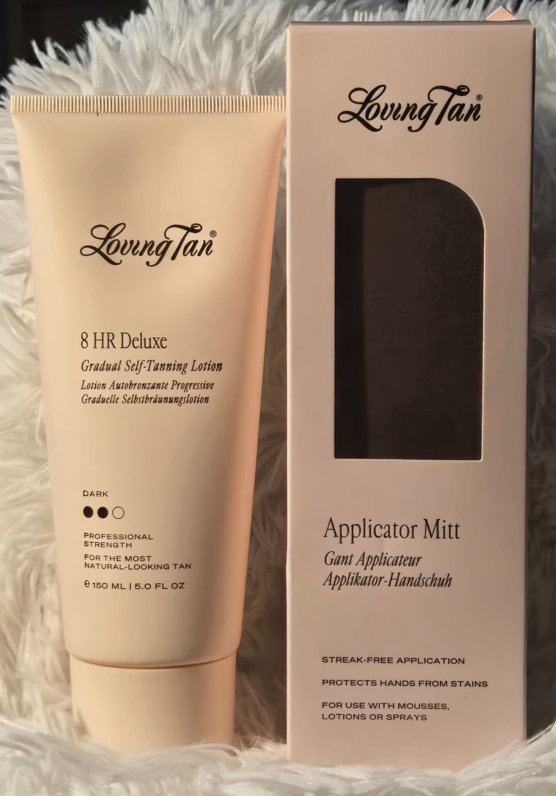 Loving Tan 8HR Deluxe Gradual Self Tanning Lotion 150ml Dark + Applicator Mitt