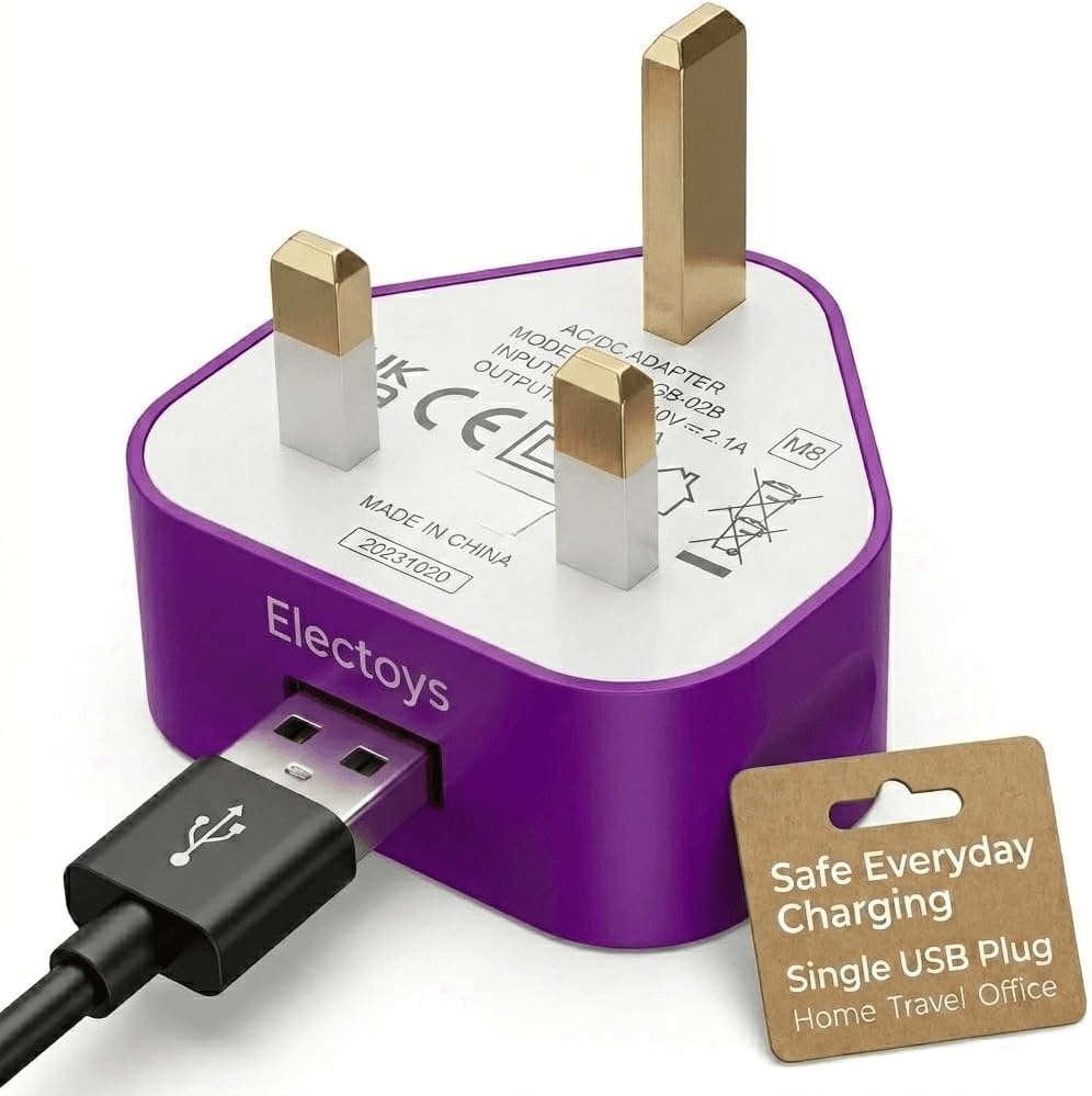 Single USB Plug UK - 5V 1A USB Plug - Fast Charger Plugs Head - UK 3 Pin Plugs w