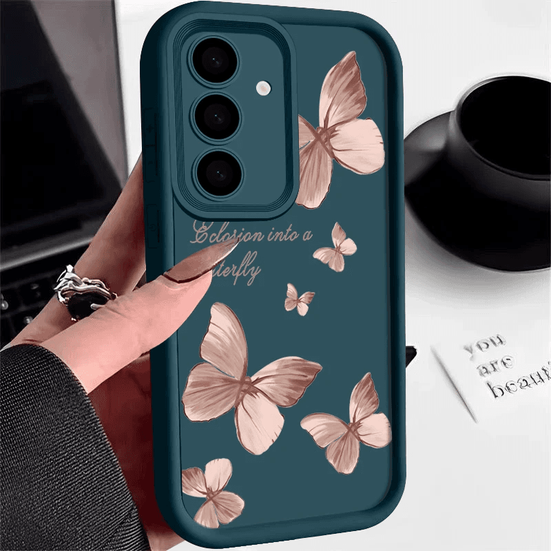 Gold Butterfly Soft TPU Case for Samsung Galaxy A57 A55 A17 A15 A56 A16 A35 A25