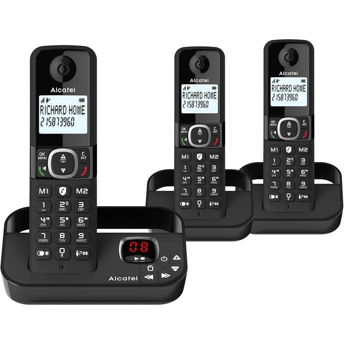 Alcatel Digital Triple Cordless Phone with Ans. Machine and Smart Call Block-Black