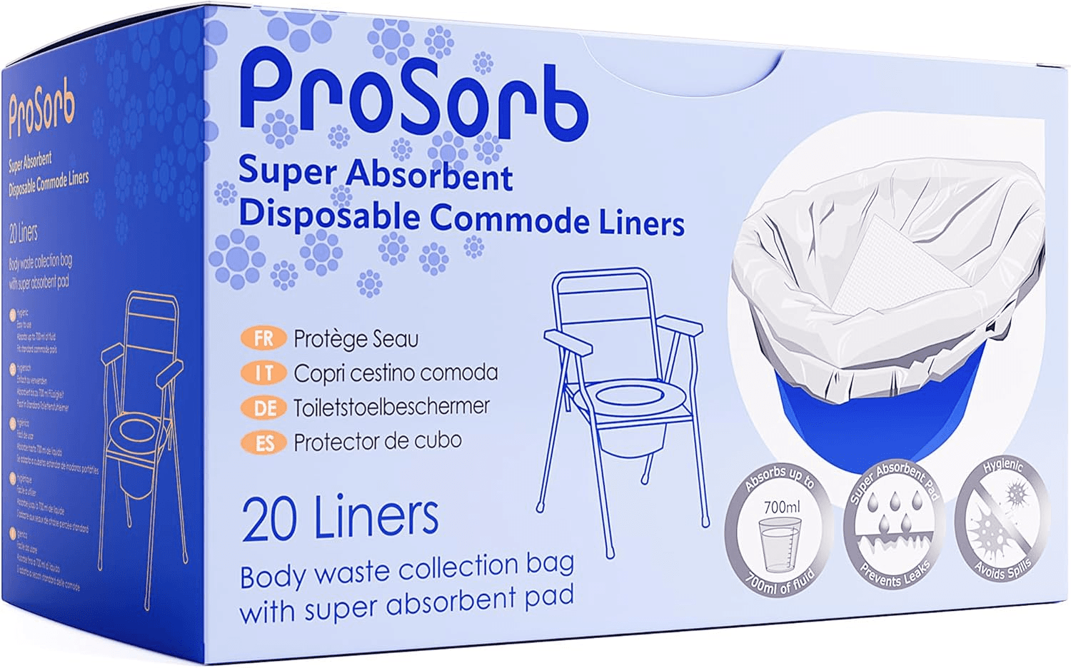 Super Absorbent Disposable Commode and Bed Pan Liners - Pack of 20