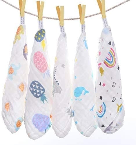 Baby Muslin Washcloths| Muslin Squares Organic 100% Cotton Natural Baby Face To