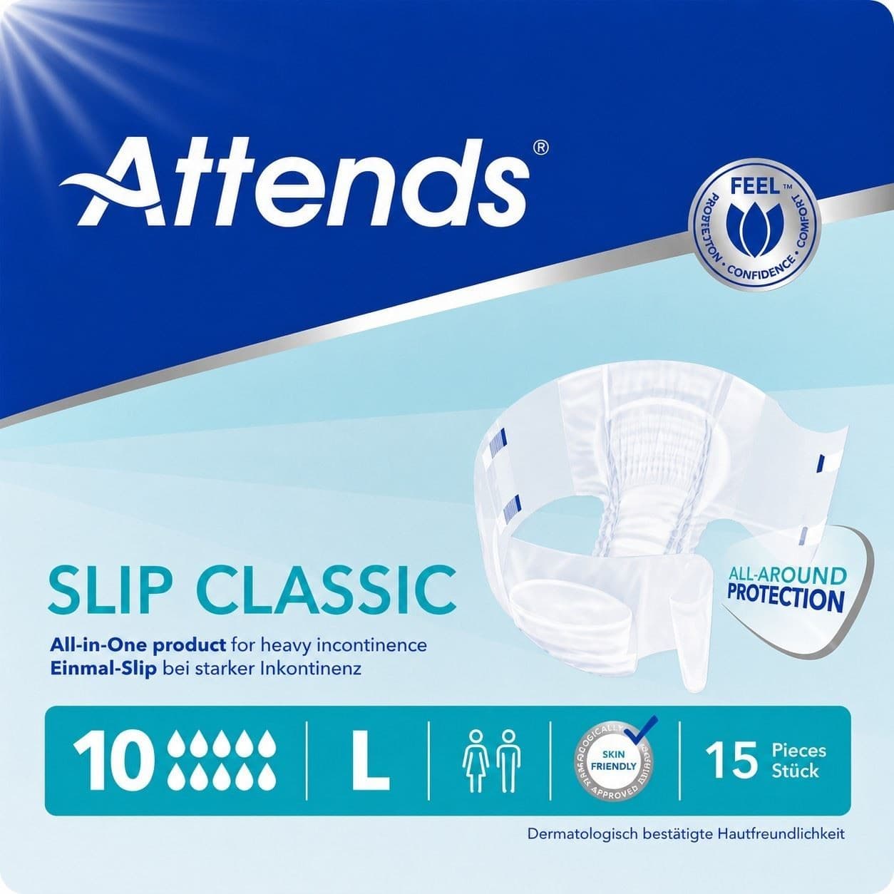 15 x Attends Slip Classic 10 Large | 1 Pack of 15