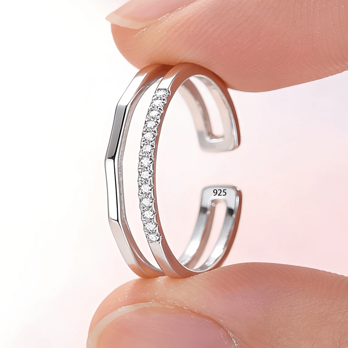 925 Sterling Silver Flower Lace Ring Korean Fashion Opening Inlaid CZ Adjustable