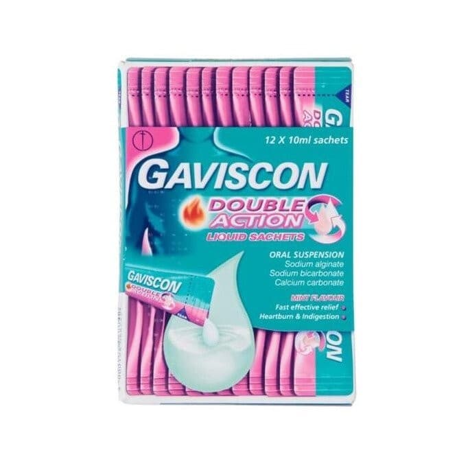 GAVISCON DOUBLE ACTION LIQUID SACHETS MINT FLAVOUR - 12 X 10ML