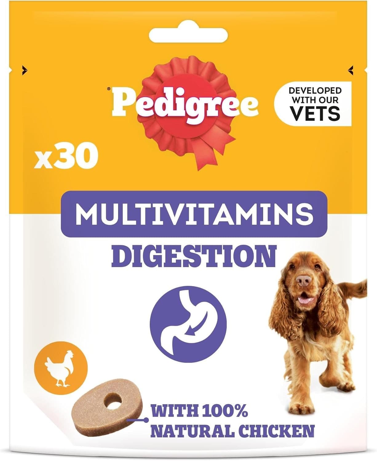 Pedigree Multivitamins Digestion Soft Dog Chews 30 Count 180g for Healthy Digest