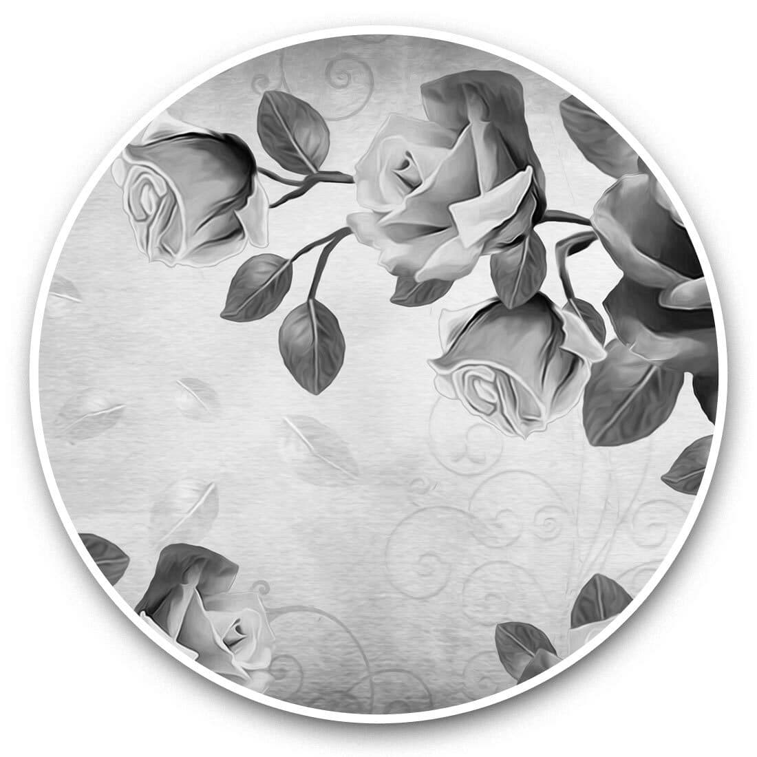 2 x Vinyl Stickers 30cm (bw) - Vintage White Roses Painting #43321