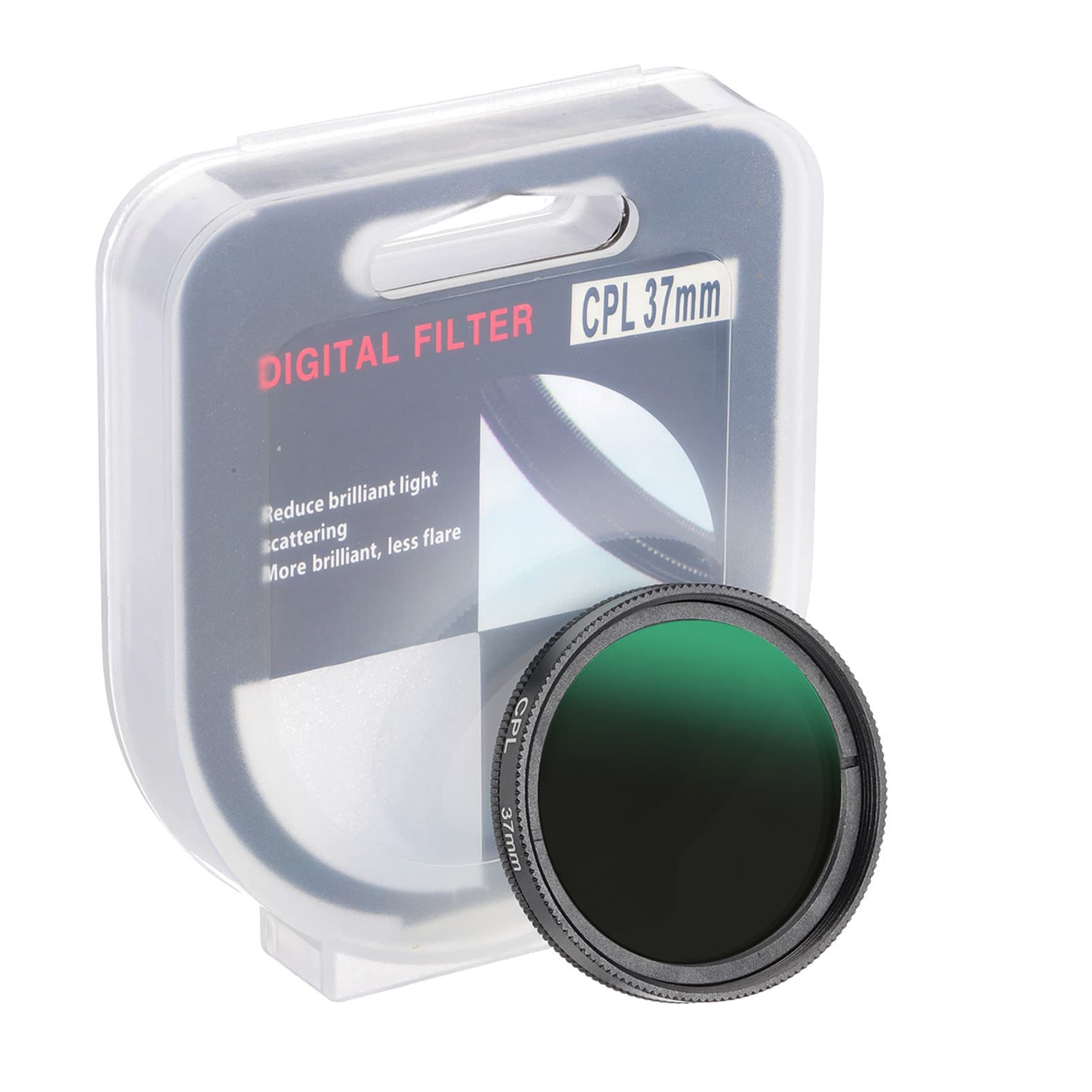 37mm Circular Polarizer Filter Camera Lens Filter with Len Cap Black