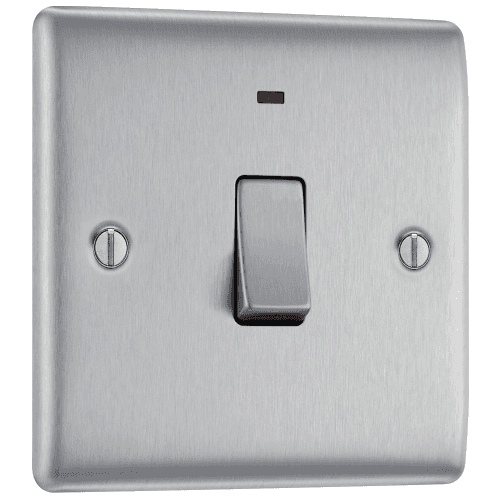 BG Nexus NBS31 20A Switch with Power Indicator Brushed Steel Metal