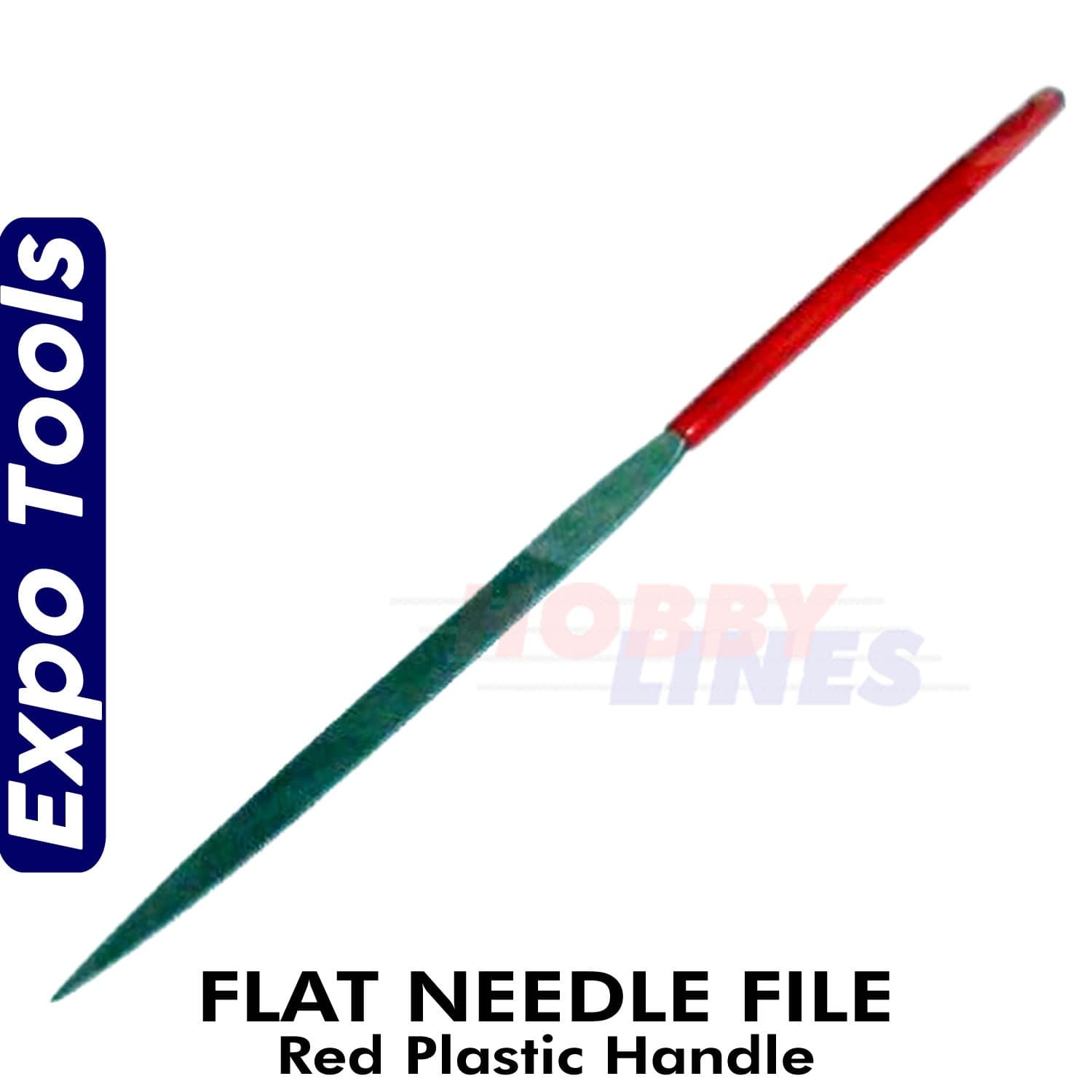 NEEDLE FILE FLAT with Red Plastic Handle overall 5.5\" Expo Tools 72521