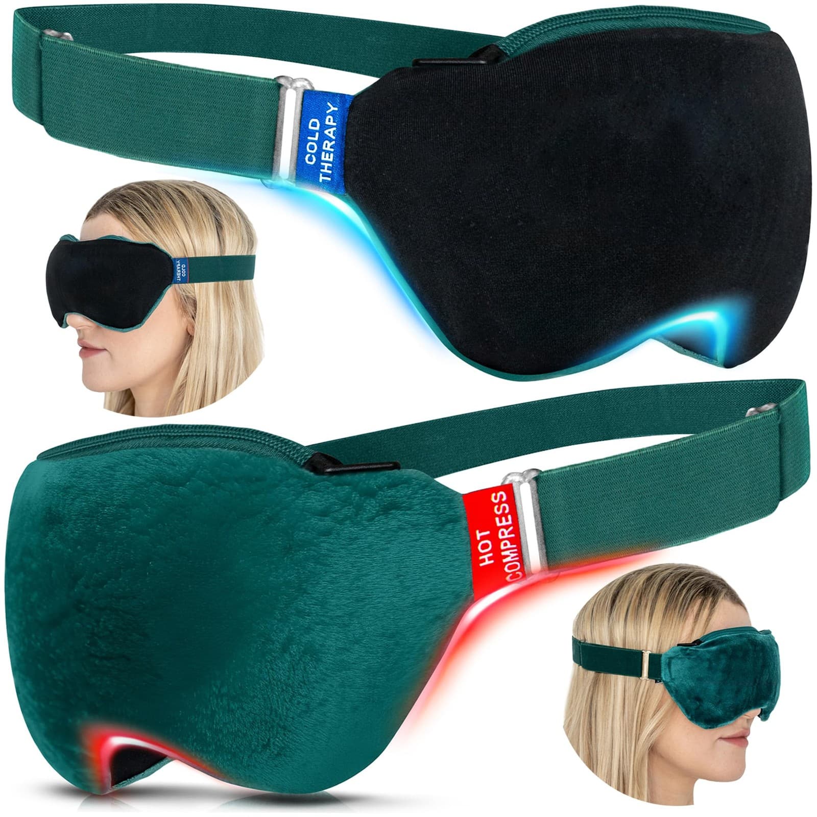 Medi Grade Heated and Cooled Eye Mask - Black Silk| 1 count (Pack of 1)| Blue