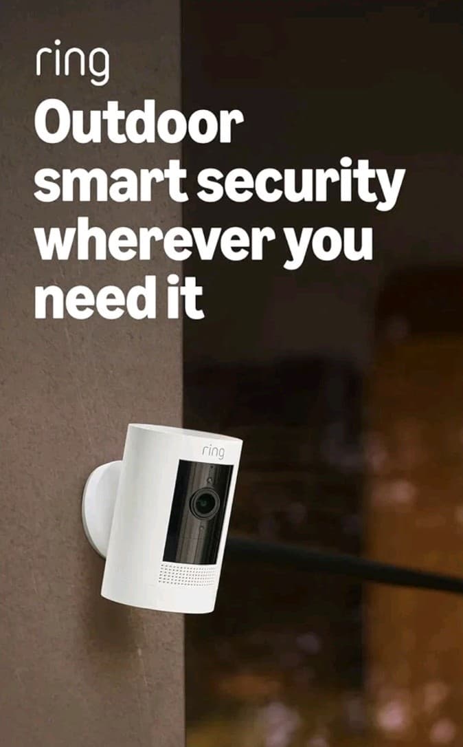 Ring Wireless Outdoor Security Camera Battery| White| Alexa Compatible