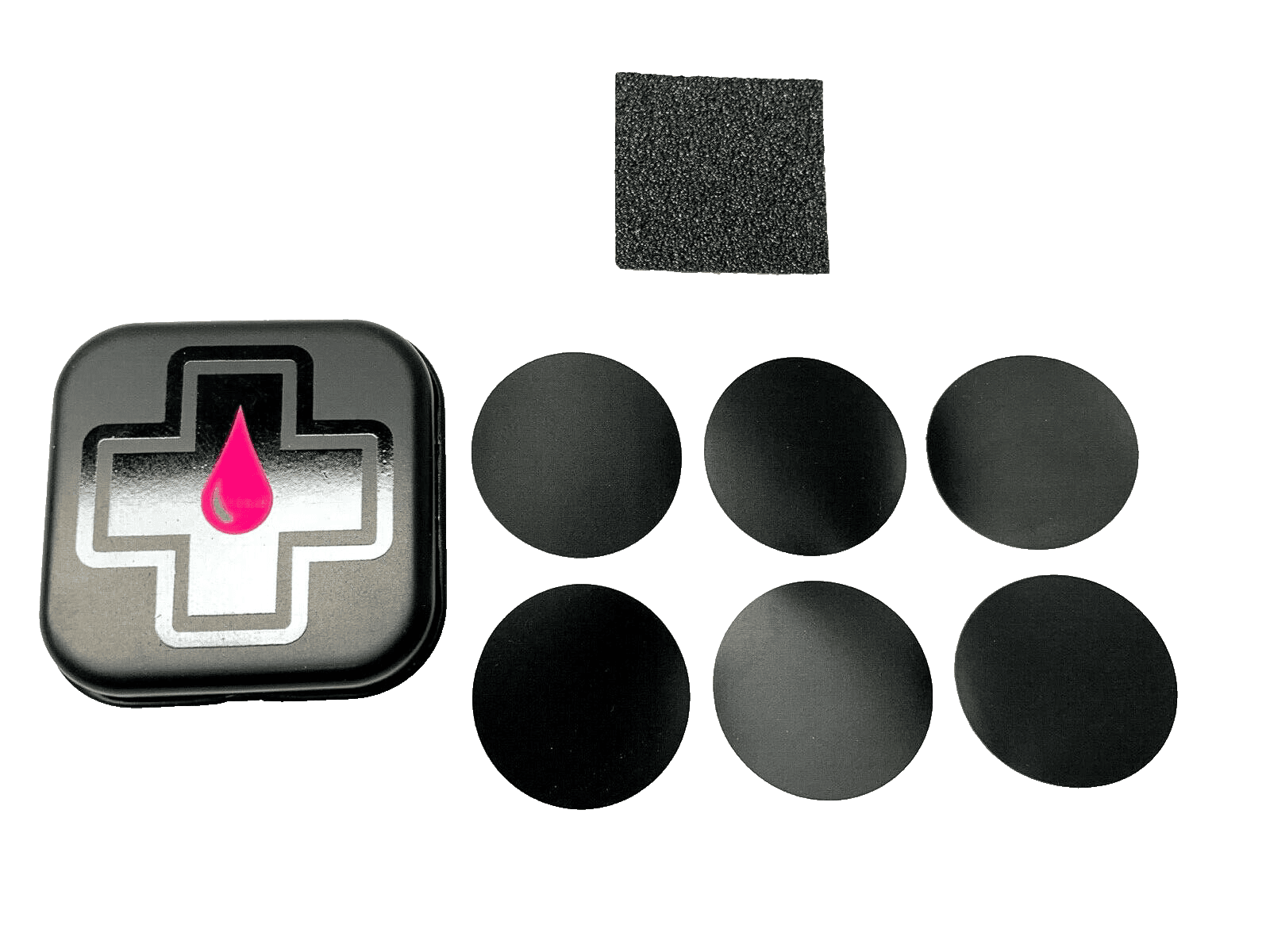 Muc Off Glueless Patch Repair Kit Black Set of 6 Patches Stick On/ Road MTB Bike