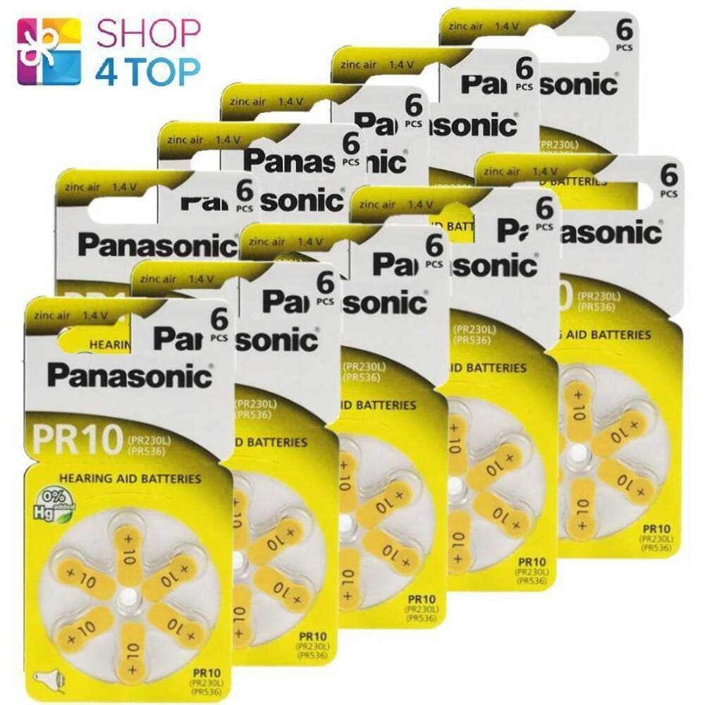 60x Panasonic Size 10 PR70 Hearing Aid Batteries Zinc Air 1.4V