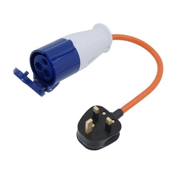 UK Mains Adaptor Cable 13a to 16a Fly Lead for Hook Up/Camping/Caravan/Generator