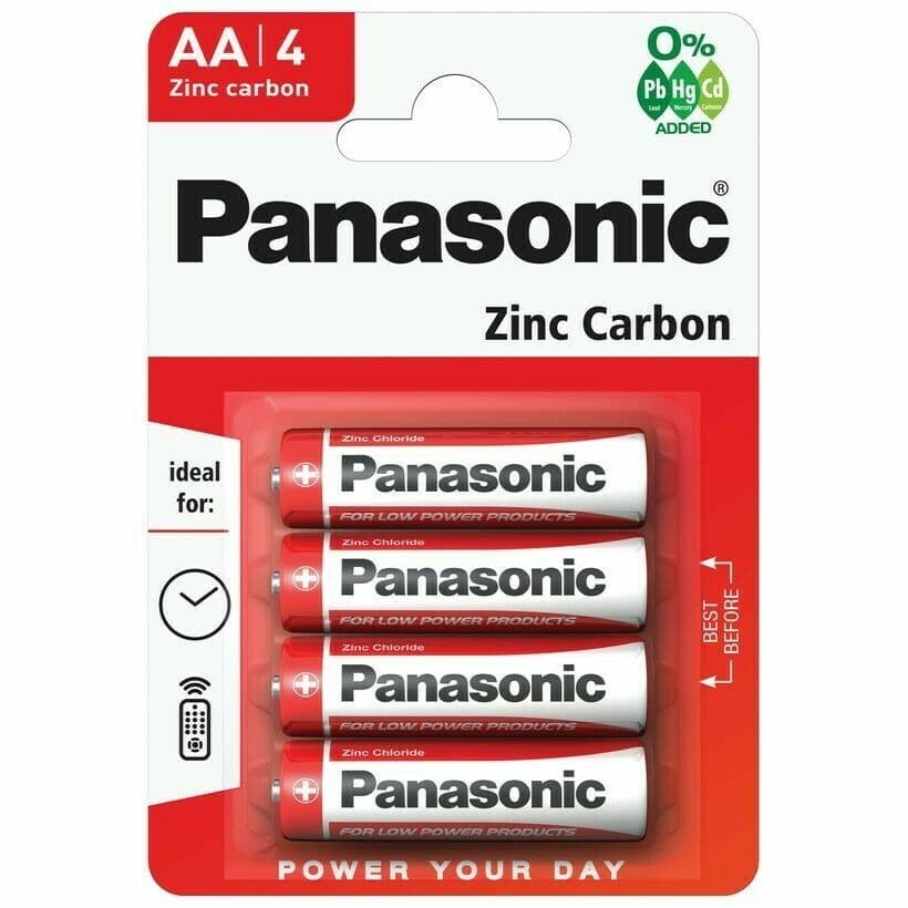 NEW Panasonic AA Batteries Zinc Carbon Pack Of 4