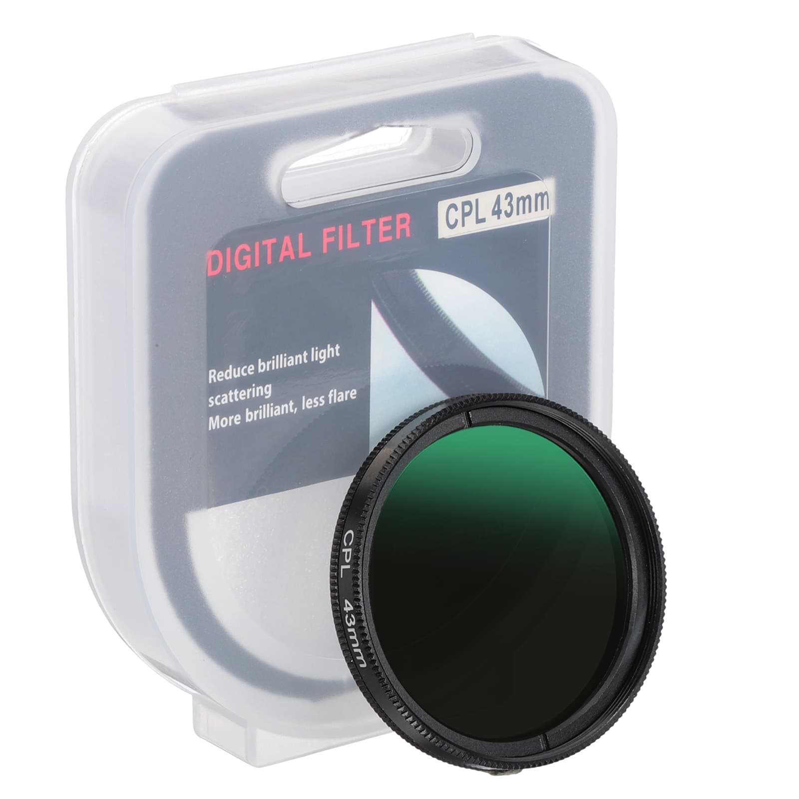 43mm Circular Polarizer Filter Camera Lens Filter with Len Cap Black