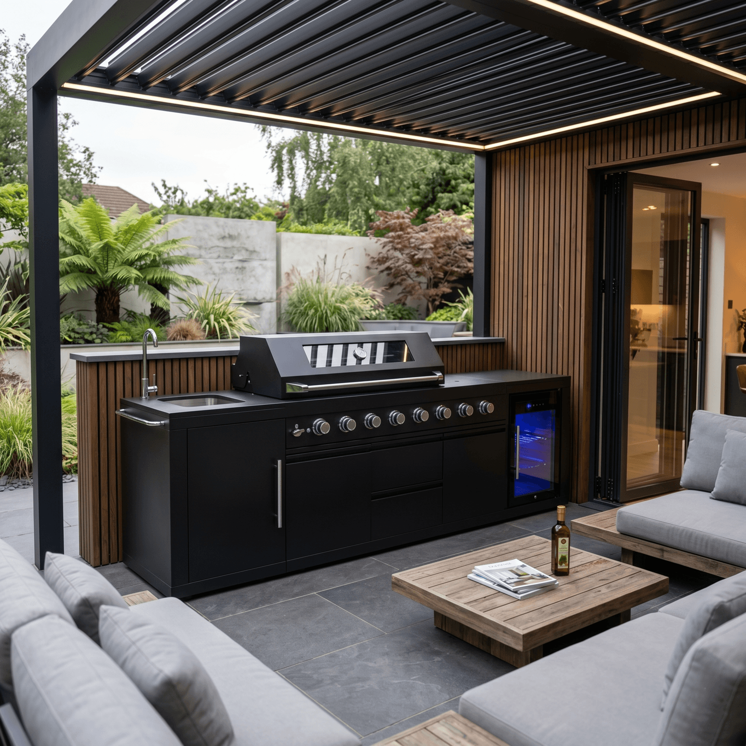 Monster Grill - Ultimate Outdoor Kitchen in Black - 6 Burner Gas BBQ Gr MG6KITBL