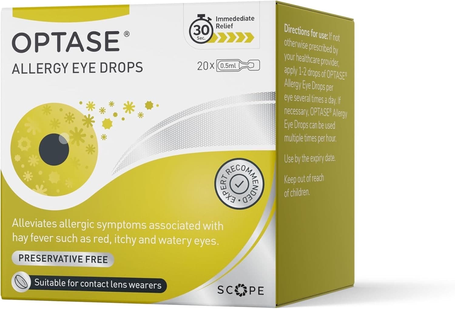 Optase Allergy Eye Drops Red Itchy Watery Eyes Hayfever Relief Preservative Free
