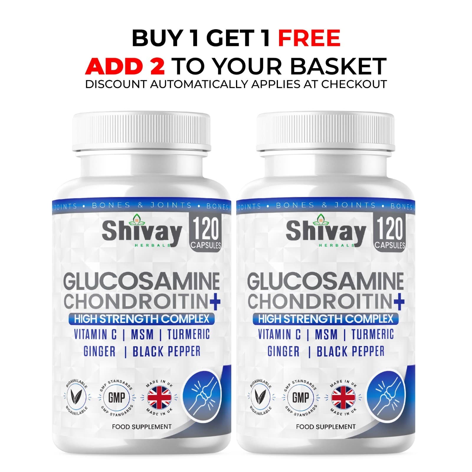 Buy 1 Get 1 Free - Glucosamine Chondroitin Complex with Vitamin C MSM 120 Caps