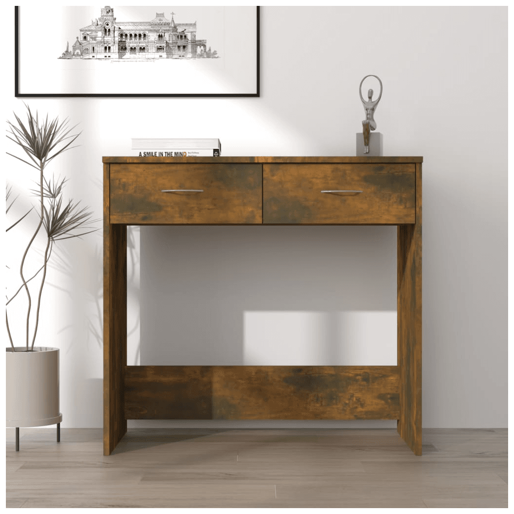 Desk Smoked Oak 80x40x75cm Engineered Wood Modern Compact Writing Desk Drawer!