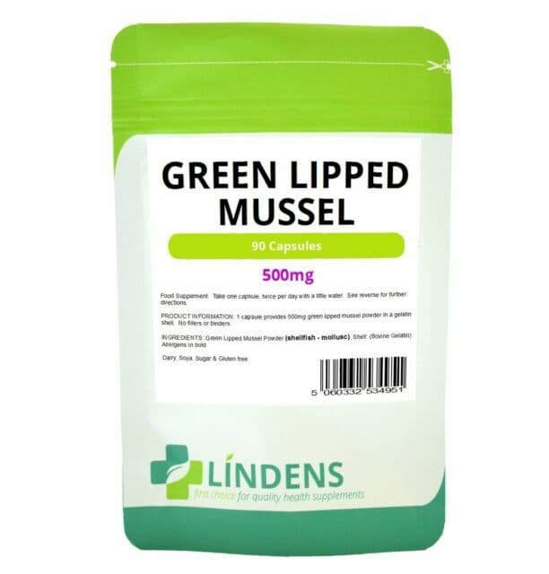 **Lindens Green Lipped Mussel 500mg Capsules (90) for Healthy Joints