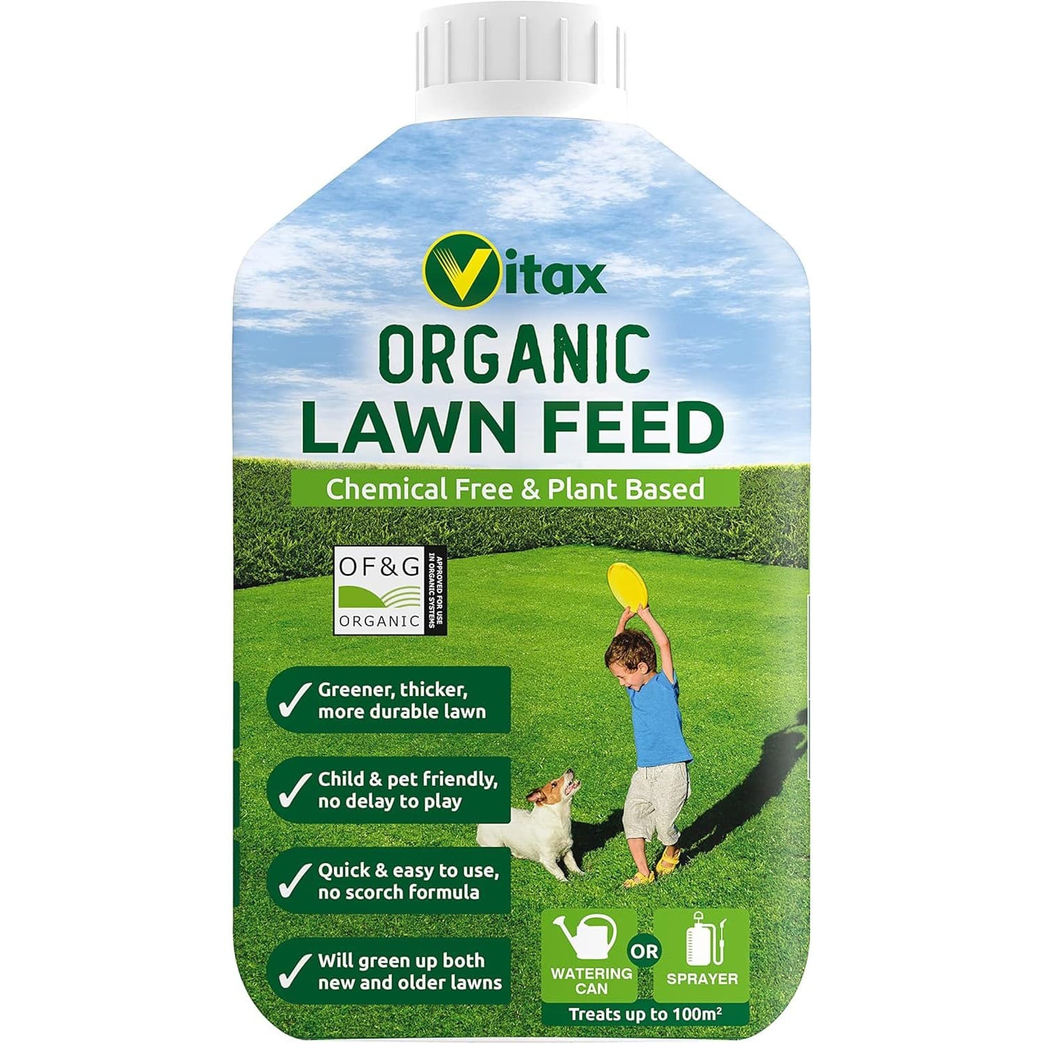 Vitax Organic Liquid Lawn Feed 1 Litre Concentrated Chemical Free Plant Based