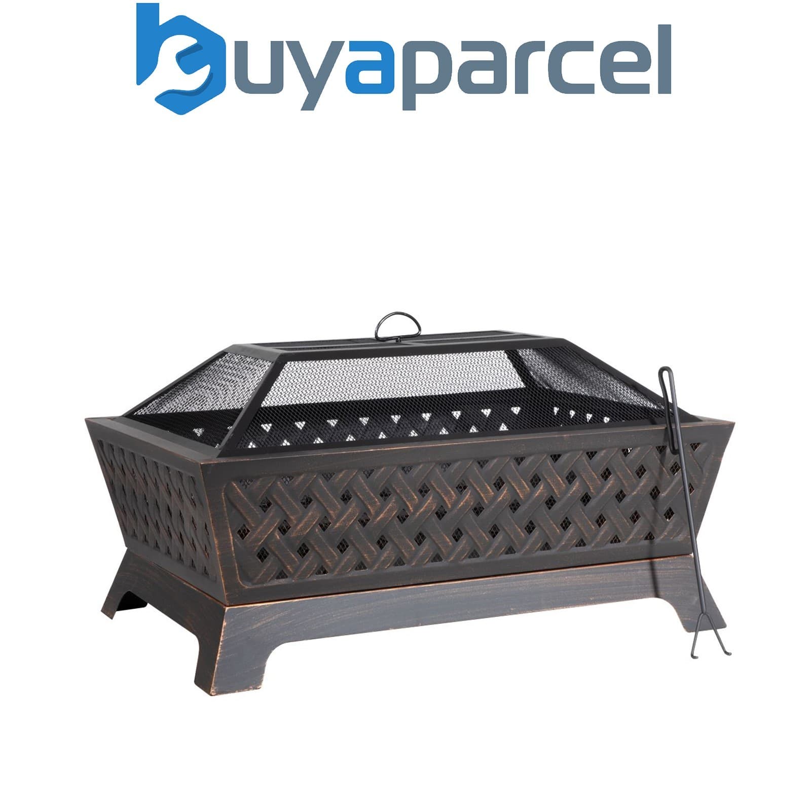 Sealey DG44 Dellonda 89cm Rectangular Outdoor Fire Pit| Antique Bronze Effect