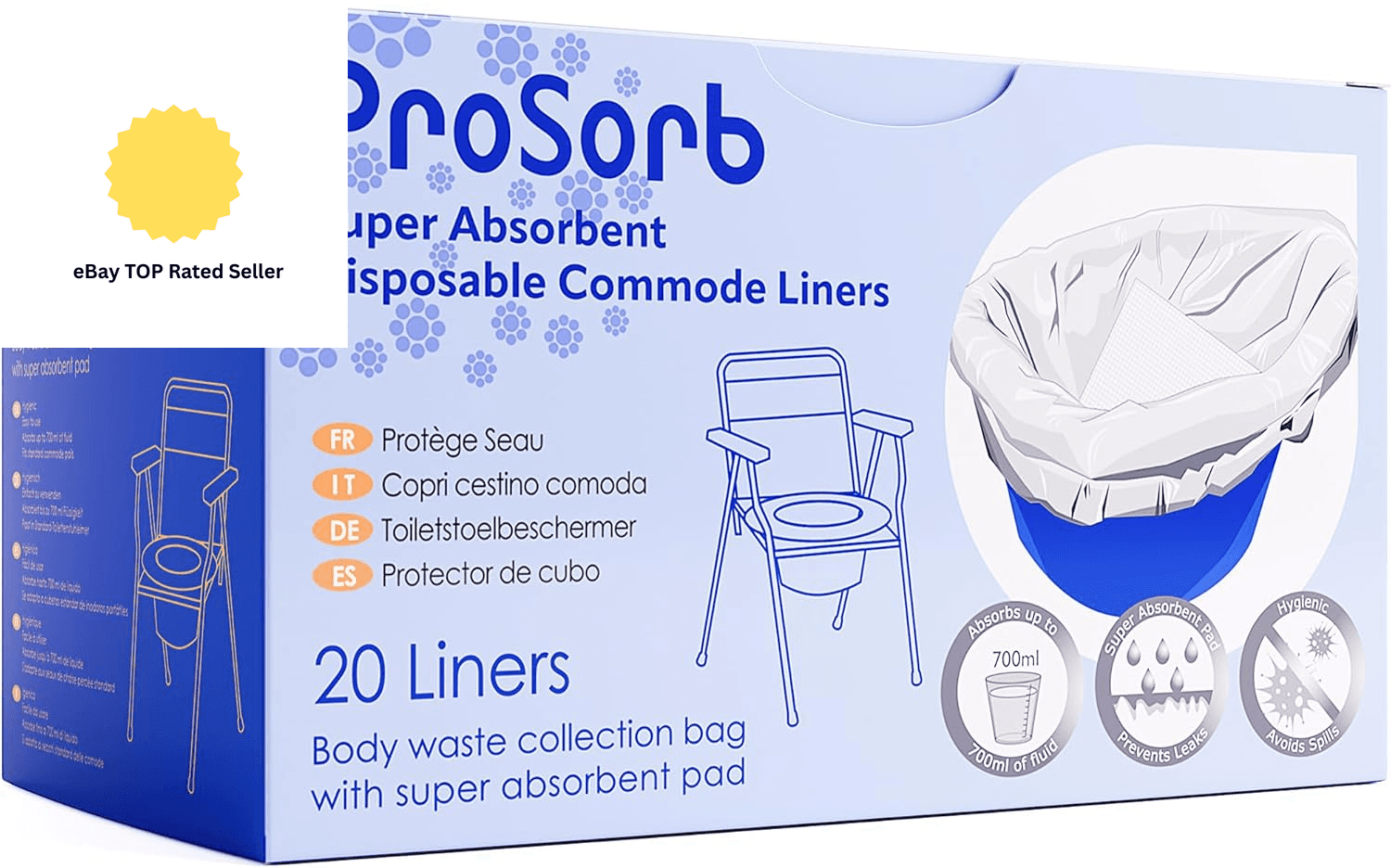 Super Absorbent Disposable Commode / Bed Pan Liners Pack of 20