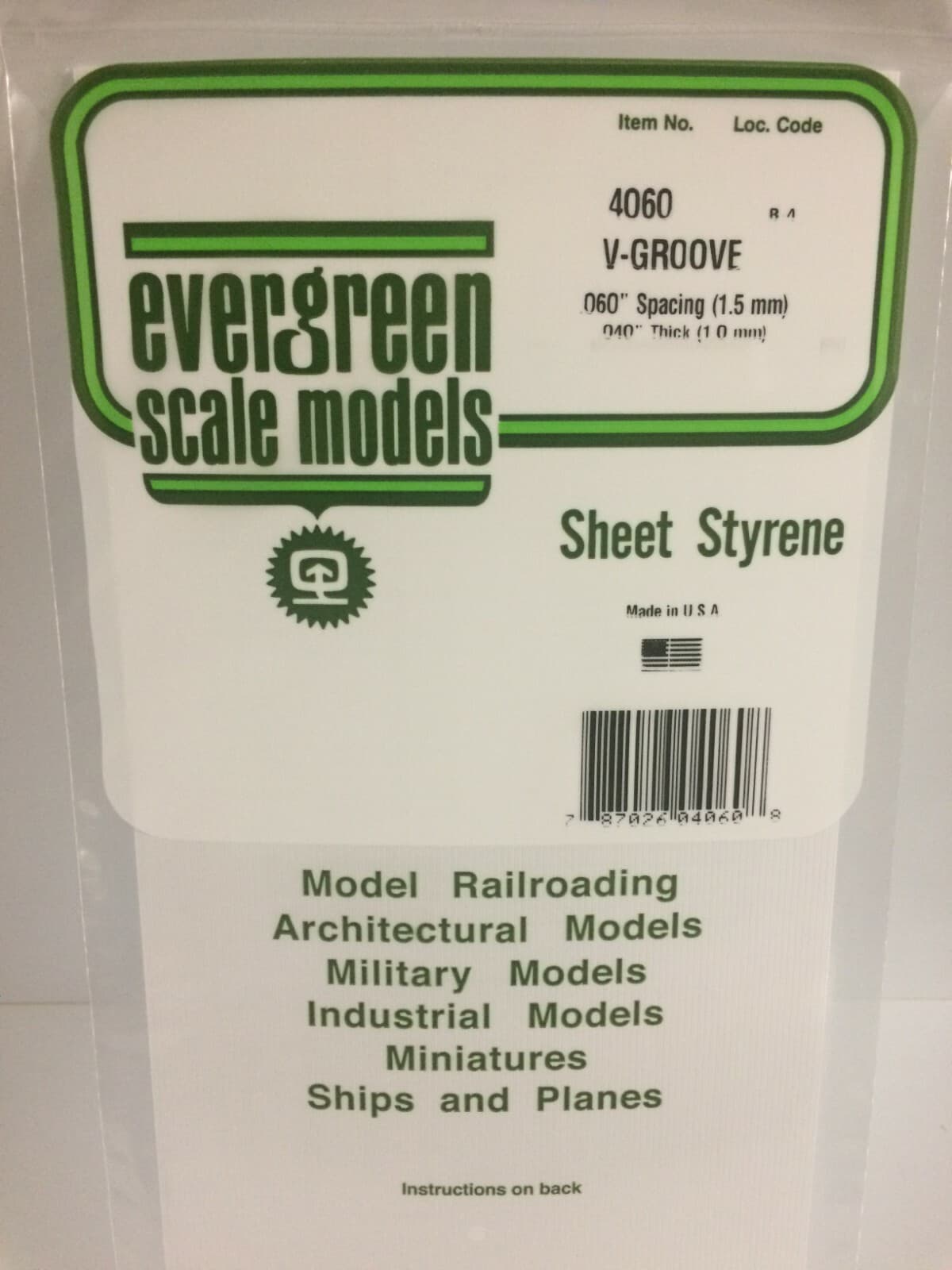 Evergreen EV4060 White Striped Styrene Sheet 15x30cm 0.33mm Modeling