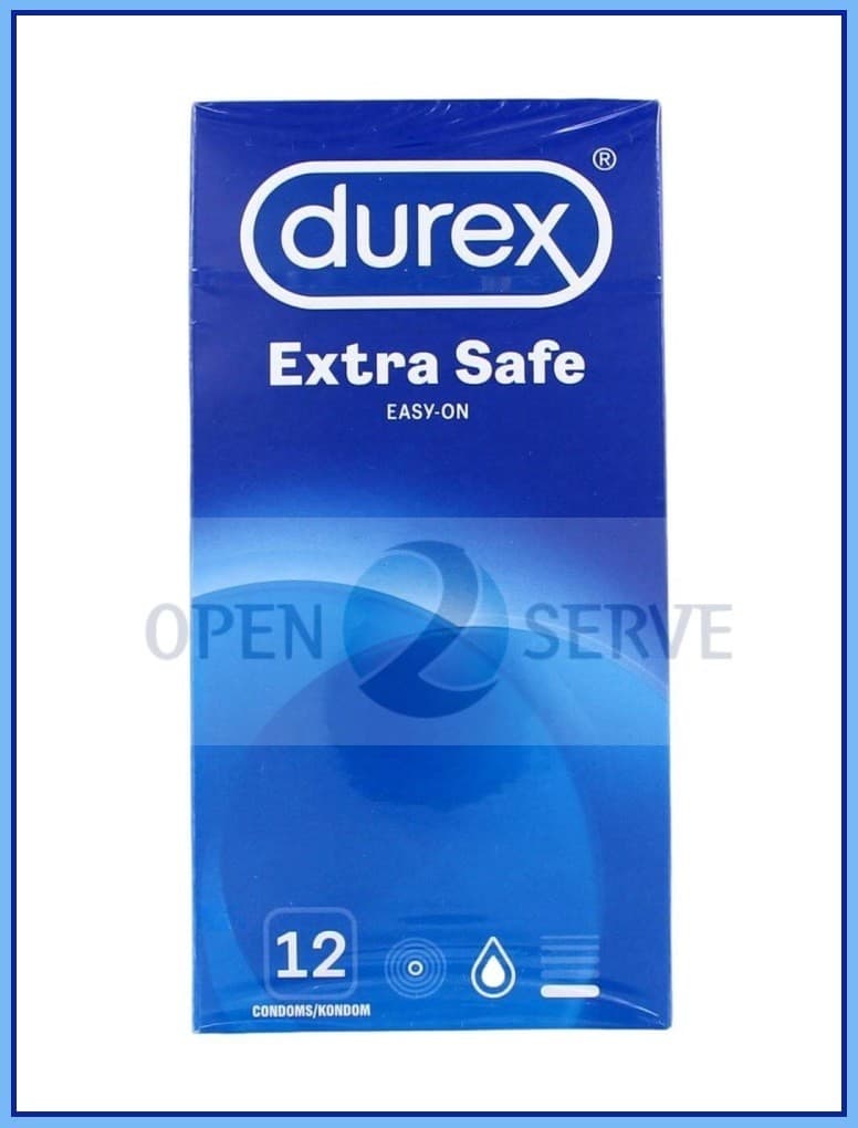 12 Pack- Durex Extra Safe Thicker Condoms - Latex | Easy On | Extra Lube