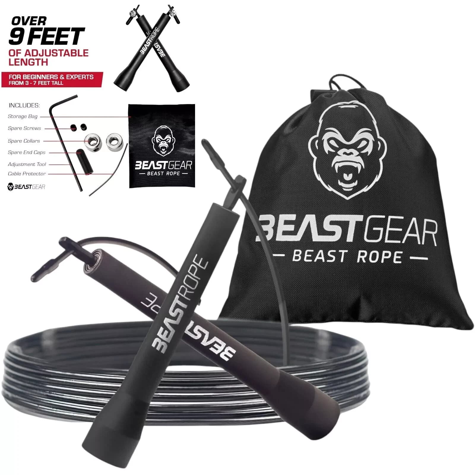 Beast Gear Skipping Rope Adult Boxing Speed Fitness Jump for MMA HIIT Workout