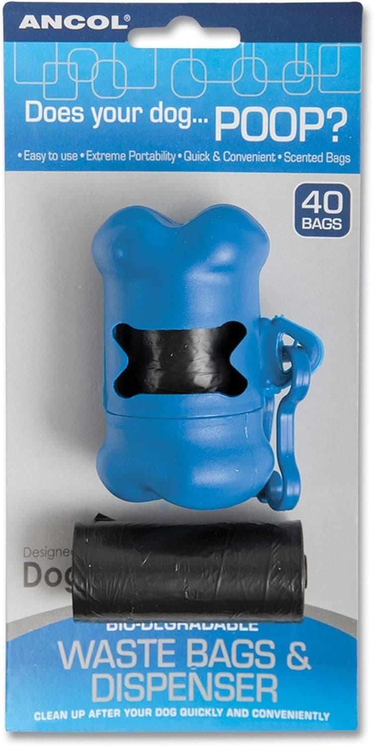 Ancol Dog Puppy Biodegradable Poop Bags Dispenser 40 Refill Poo Bags Waste Rolls