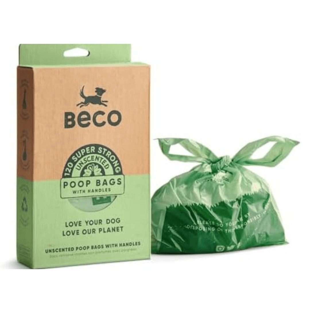 Beco Strong and Large Poop Bags| Loose packed with Tie Handles,Unscented- 120 Bags