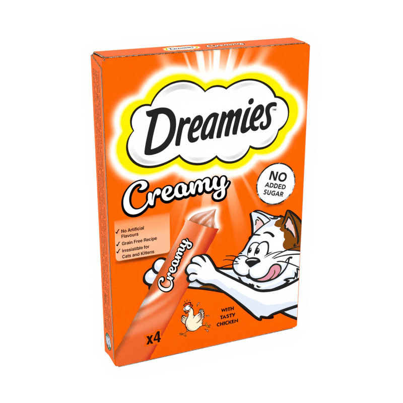 Dreamies Cat Treats: Delectable Creamy Chicken Flavour Snacks for Adult Cats & Kittens in a Multipack (40g)