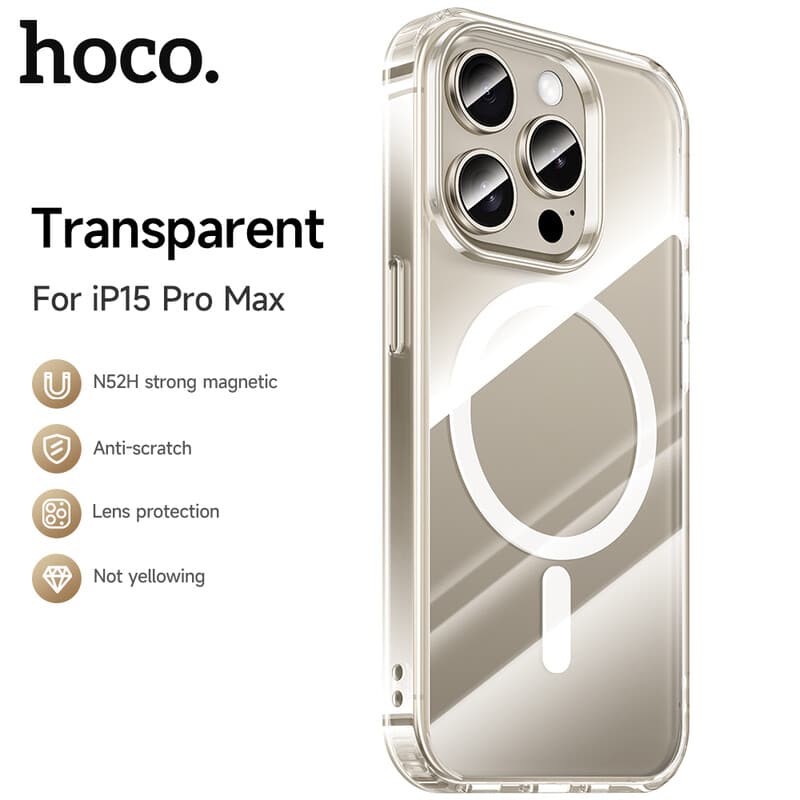 HOCO Magnetic Series Airbag Protective Phone Case - iPhone15 Pro Max - Transparent