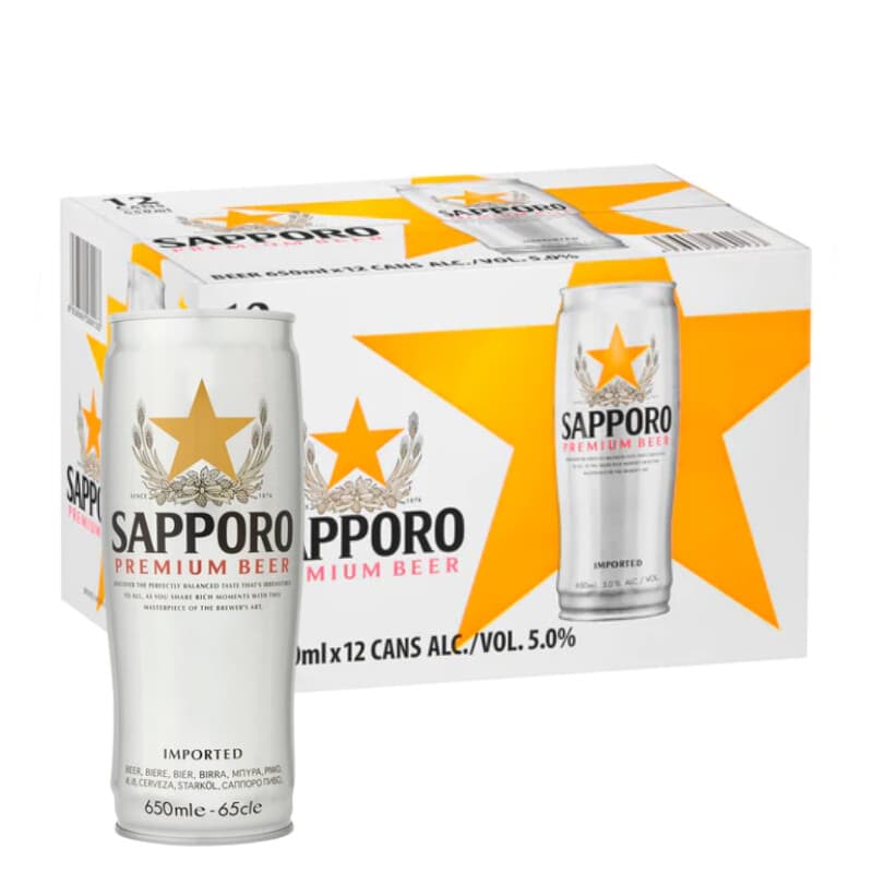 Sapporo Beer Silver Can 12x650ml