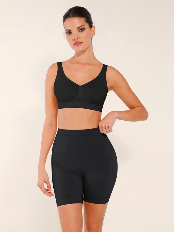 Feelingirl Seamless Comfort Mid Waist Tummy Control Ege-free Panties Shaping Shorts for Women M/L Black, Couple Gift Perfect Gift