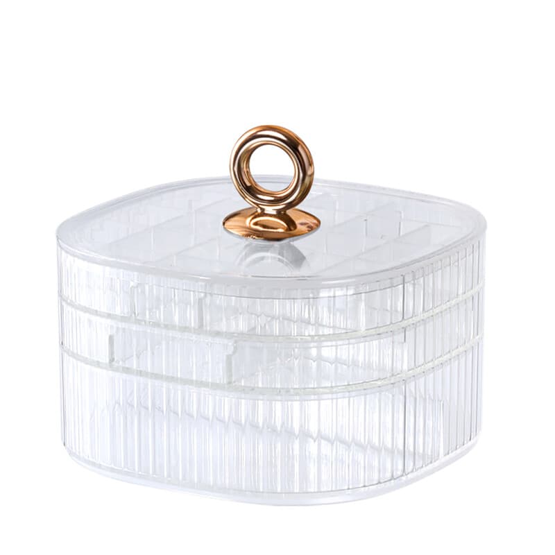 JORDAN&JUDY Jewelry Storage Box High-Capacity Multi-Layer Compartment Earrings Necklace Ring Watch Jewelry Case - Transparent