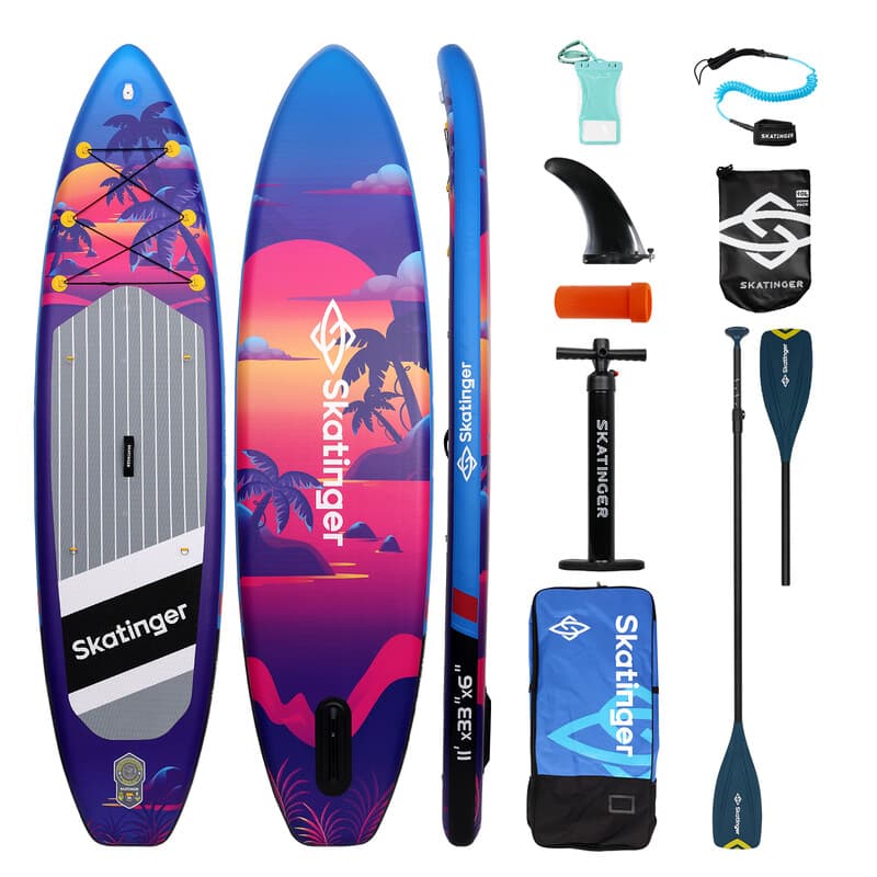 SKATINGER Sunset Gradient Paddle Board, 11 ft Long, 33 in Wide, 6 in Thick