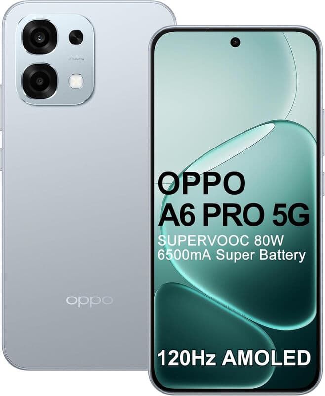 OPPO A6 Pro 5G CPH2781 Europe 256GB 8GB Lunar Titanium OEU 6500 mAh Battery, Supervooc 80W Mobile Phone, 120Hz 6.57 Inch AMOLED Display, Dimensity