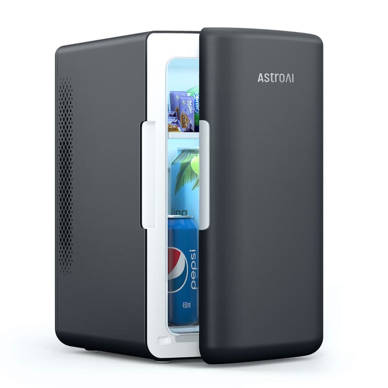 AstroAI Mini Fridge 6L (8 Can) – Cooler & Warmer, AC/DC Portable Mini Fridge for Bedroom, Car, Travel, Drinks, Skincare – Deep Black