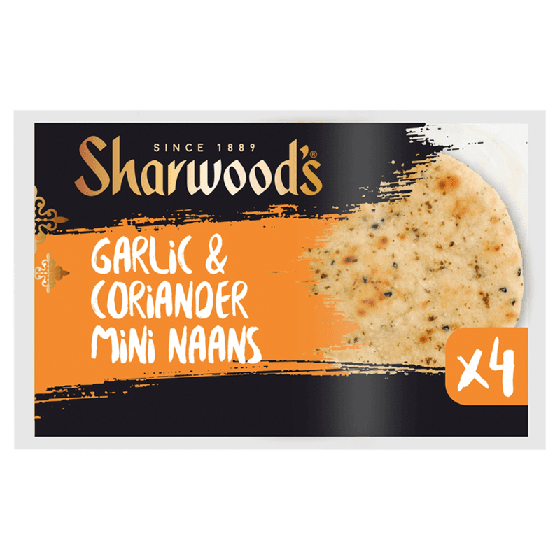 Sharwoods 4 Garlic & Coriander Mini Naans