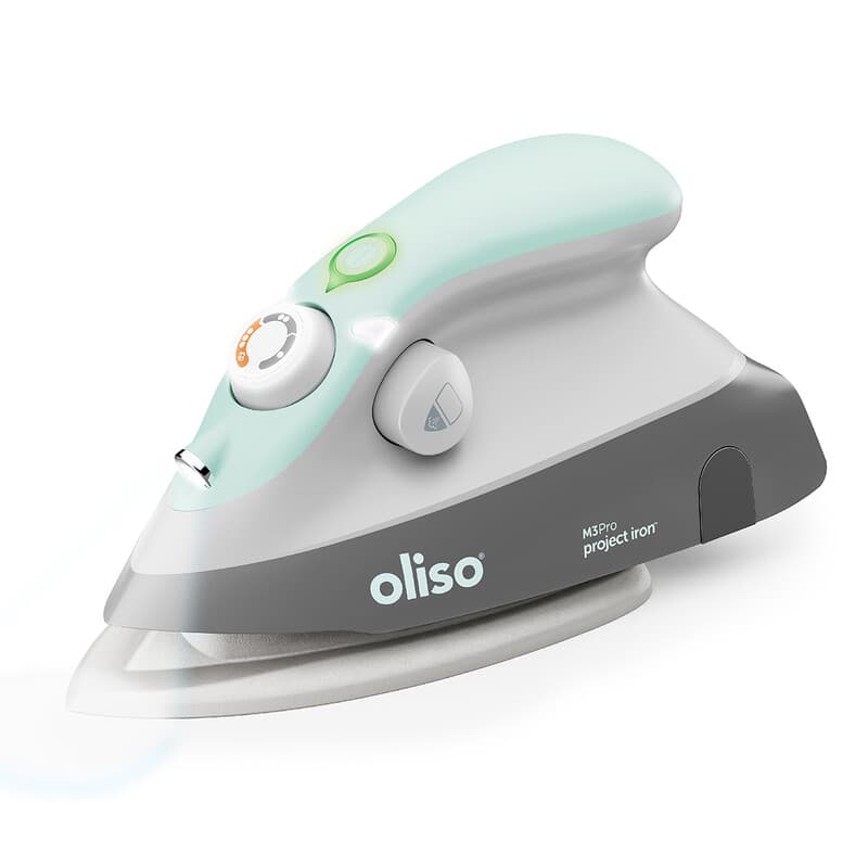 Oliso M3Pro Mini Project Steam Iron Aqua for Sewing, Quilting, and Crafting - Mint Green