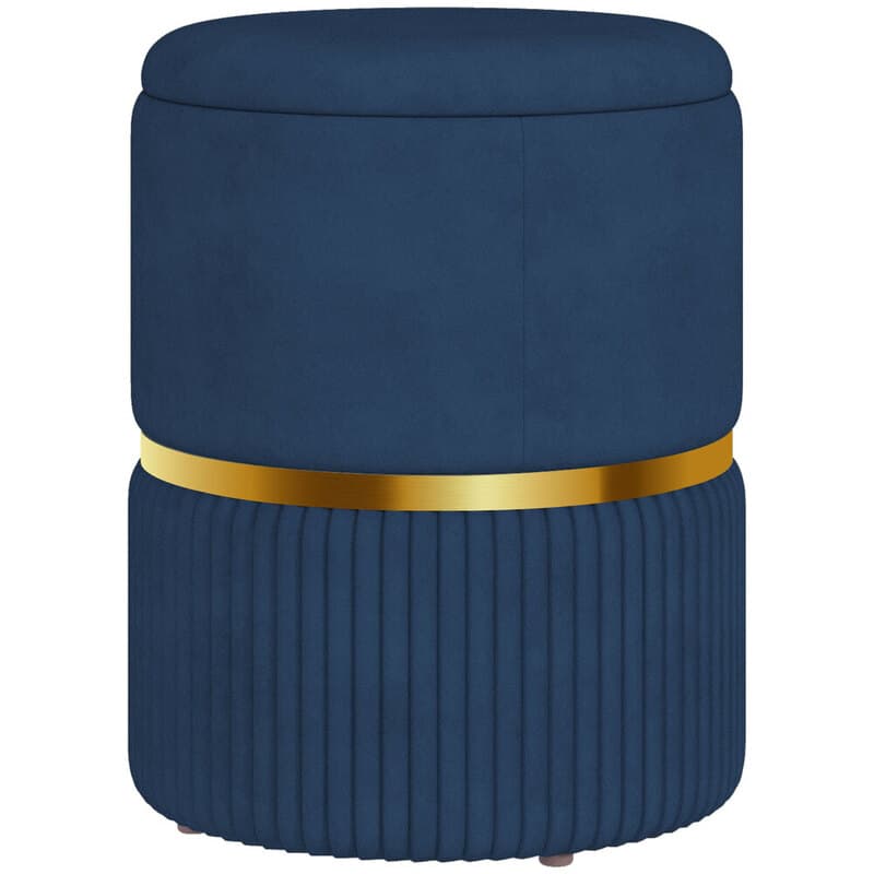 Homcom Ottoman Storage Velvet Luxe Teal/Gold