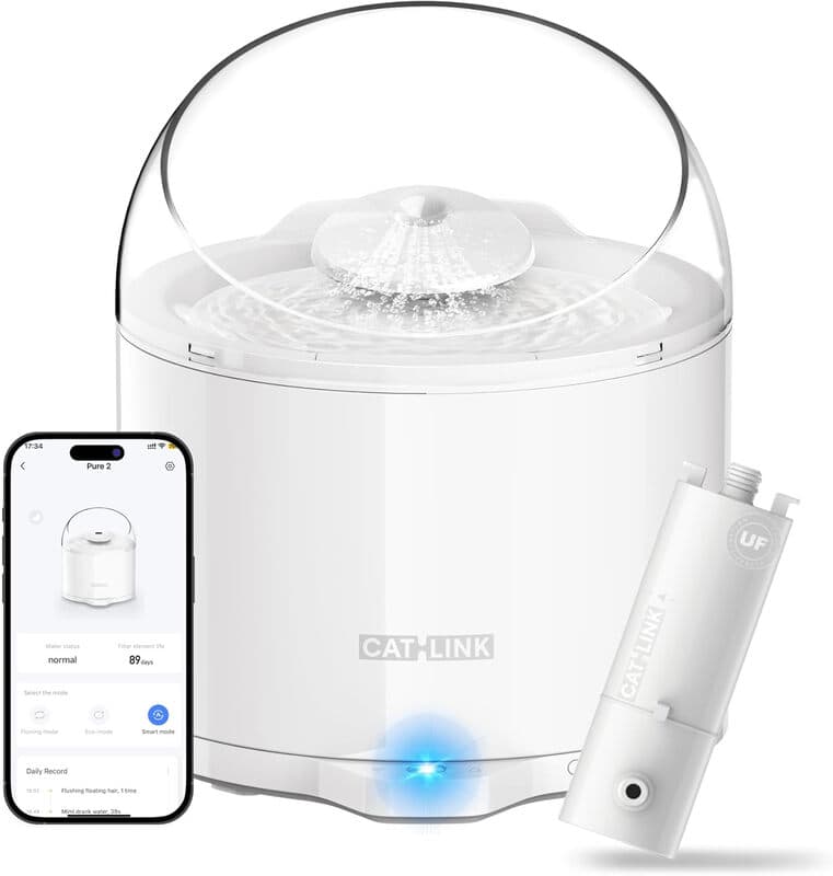CatLink AI Pet Feeder Pure 2 W02, 2.6L Capacity, Health Monitoring, Ultra-Silent Operation, Wireless Water Pump