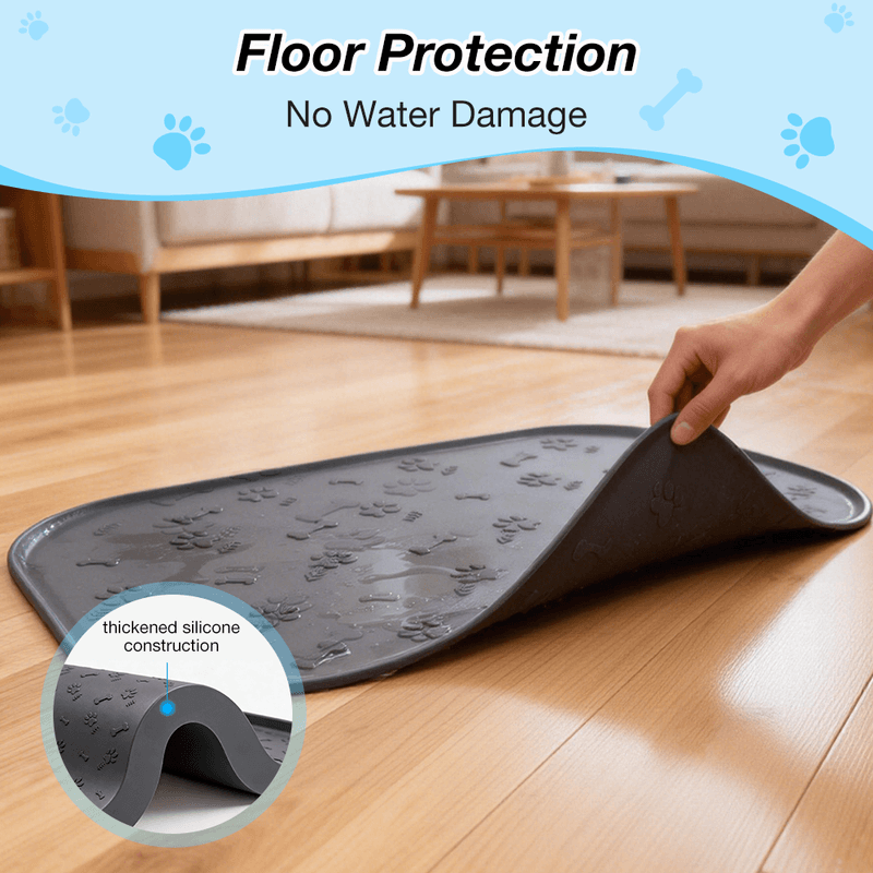 Blinkit 0159-8 Pet Food Mat/Dog Splash Mat, Food-Grade Silicone, Raised Edge Leak-Proof Design, Easy to Clean, 60×40cm Large Size for Pet Feeding