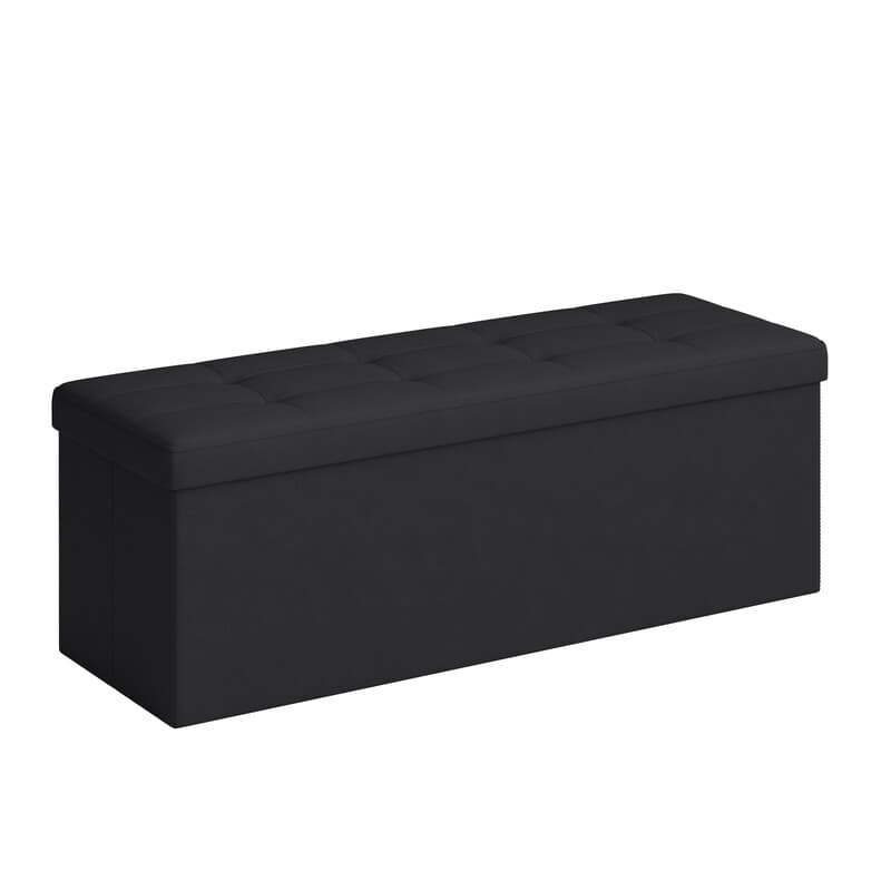 Ochama Ink Black Long Foldable Storage Ottoman – 38 x 110 x 38 cm, Foot Rest & Cube-Style Storage, Supports 300 kg – Ideal for Living Room,