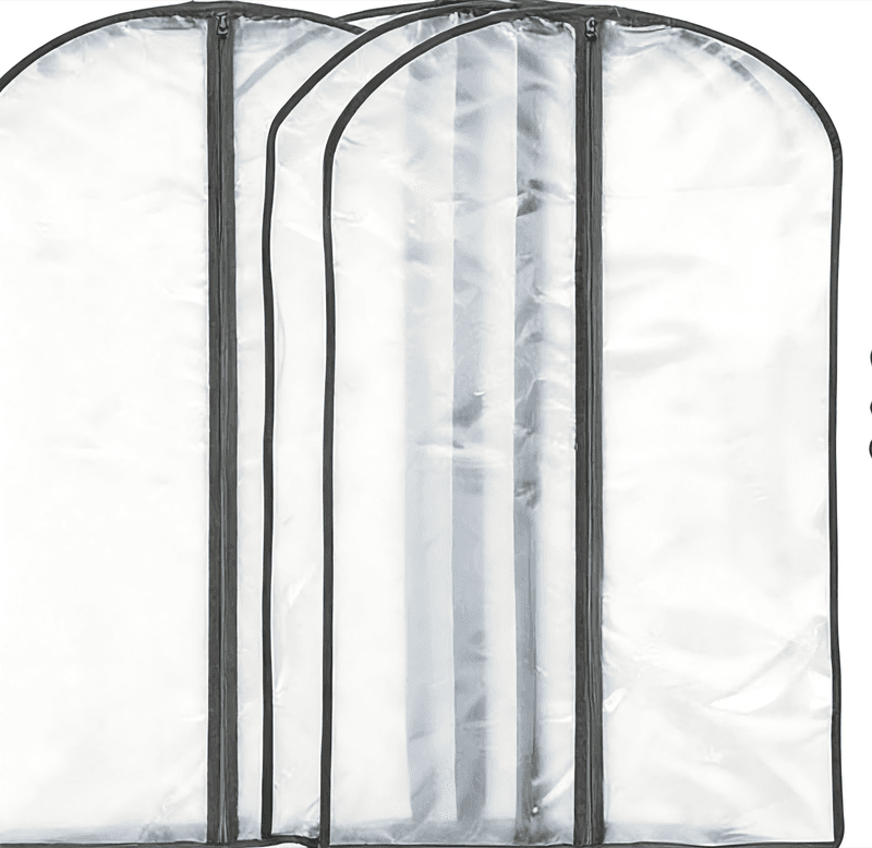 ANQI Zippered Peva Garment Storage Bag, 3-Pack, White43"
